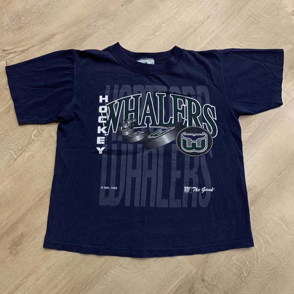 Vintage 90s NHL The Game Hartford Whalers T-Shirt Youth Boys Medium M (10-12)